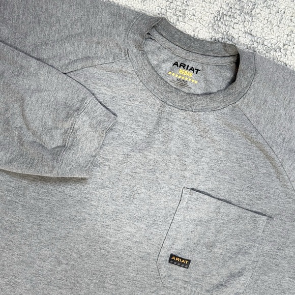 Ariat‎ Rebar Shirt Men's 2XL Gray Pocket Workwear Long Sleeve - Picture 1 of 9